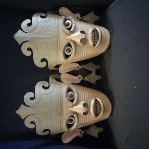Tribal mask pair Metal glass eyes 3D Mexican